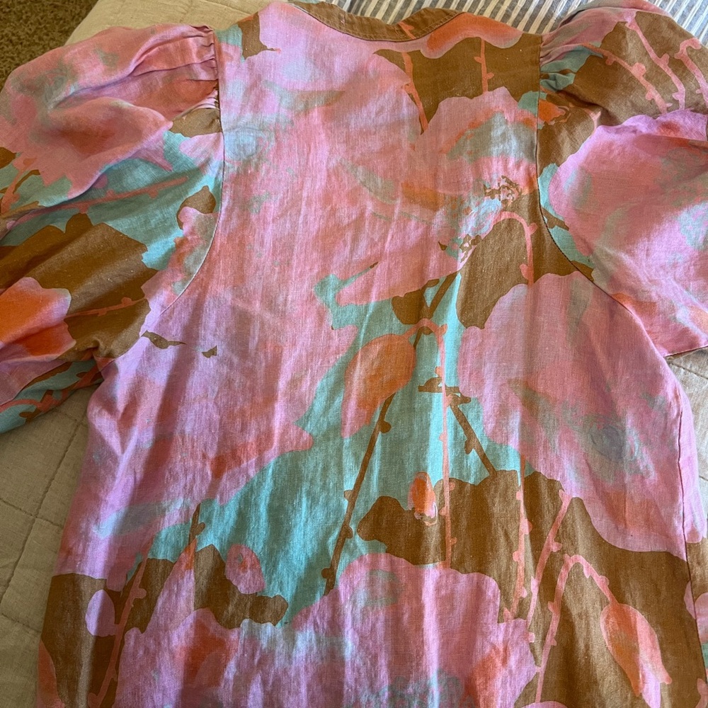 Like New LANHTROPY BUBBLE LINEN SHIRT - AQUARELA Linen Size XS - Picture 7 of 9